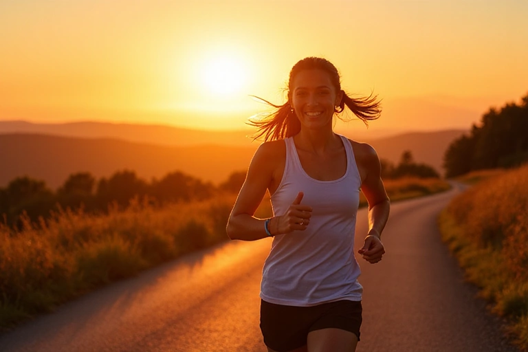 A person running on a scenic path, illustrating fitness and exercise.